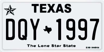 TX license plate DQY1997