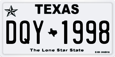TX license plate DQY1998