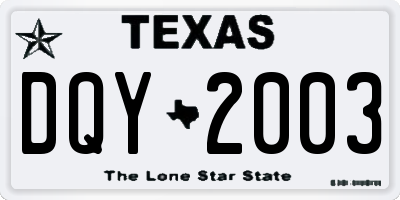 TX license plate DQY2003