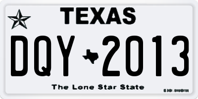TX license plate DQY2013