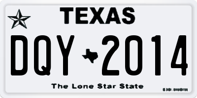 TX license plate DQY2014