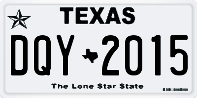 TX license plate DQY2015