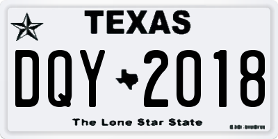 TX license plate DQY2018