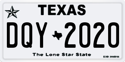 TX license plate DQY2020