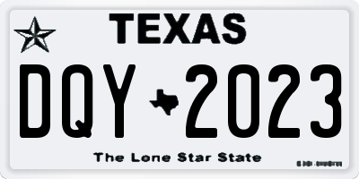 TX license plate DQY2023