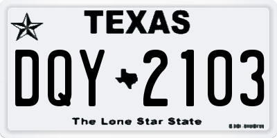 TX license plate DQY2103