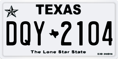 TX license plate DQY2104