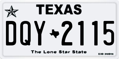 TX license plate DQY2115