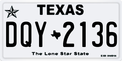 TX license plate DQY2136
