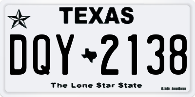TX license plate DQY2138
