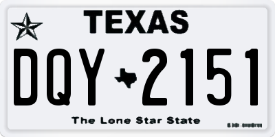 TX license plate DQY2151