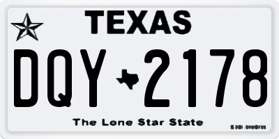TX license plate DQY2178