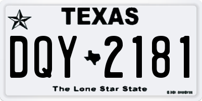 TX license plate DQY2181