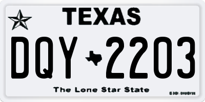 TX license plate DQY2203