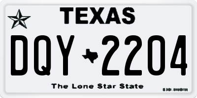 TX license plate DQY2204