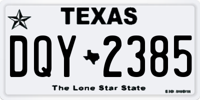 TX license plate DQY2385