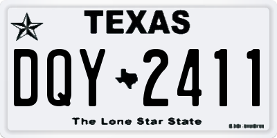 TX license plate DQY2411