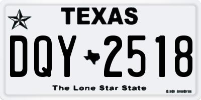 TX license plate DQY2518