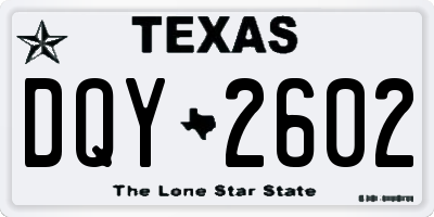 TX license plate DQY2602