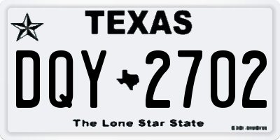 TX license plate DQY2702