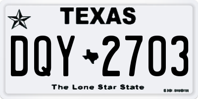 TX license plate DQY2703