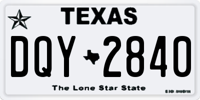 TX license plate DQY2840