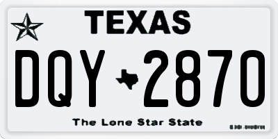TX license plate DQY2870
