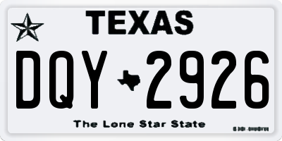 TX license plate DQY2926