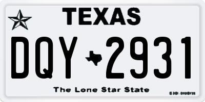 TX license plate DQY2931
