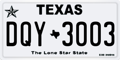 TX license plate DQY3003