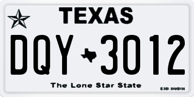TX license plate DQY3012