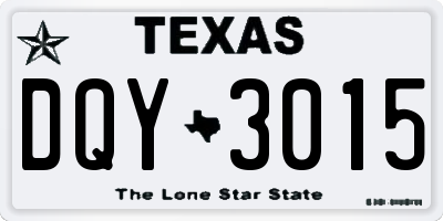 TX license plate DQY3015