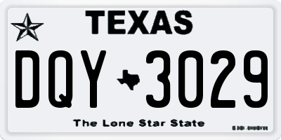 TX license plate DQY3029
