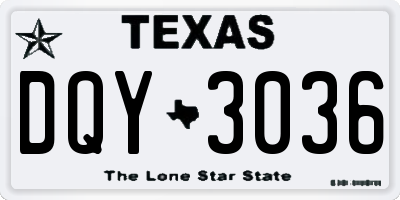 TX license plate DQY3036