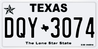TX license plate DQY3074