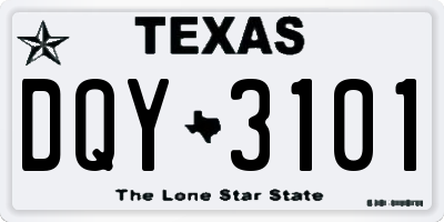 TX license plate DQY3101