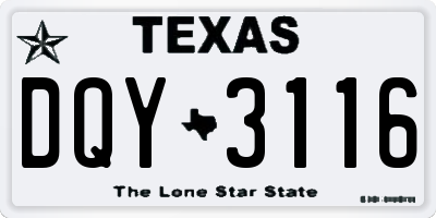 TX license plate DQY3116