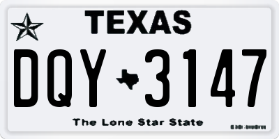 TX license plate DQY3147