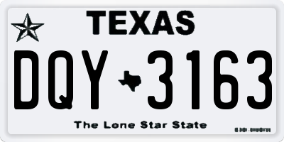 TX license plate DQY3163