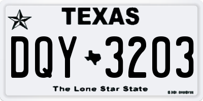 TX license plate DQY3203