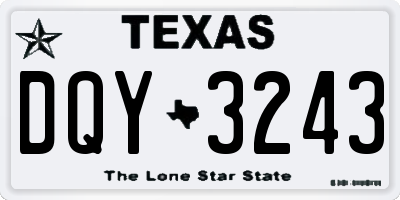 TX license plate DQY3243
