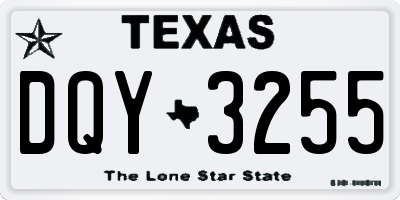 TX license plate DQY3255