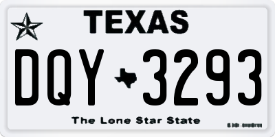 TX license plate DQY3293