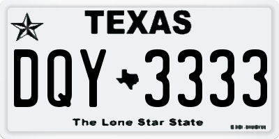 TX license plate DQY3333