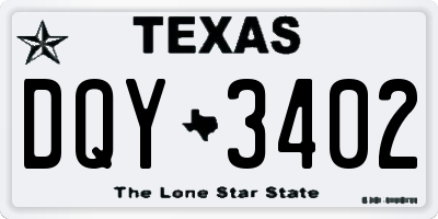 TX license plate DQY3402