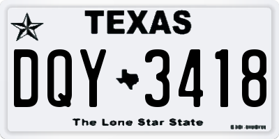 TX license plate DQY3418