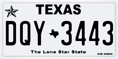 TX license plate DQY3443