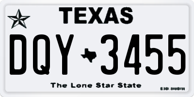 TX license plate DQY3455