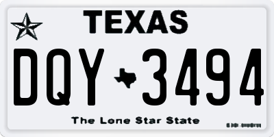 TX license plate DQY3494