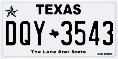 TX license plate DQY3543